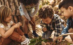 Image of children playing outdoors in nature