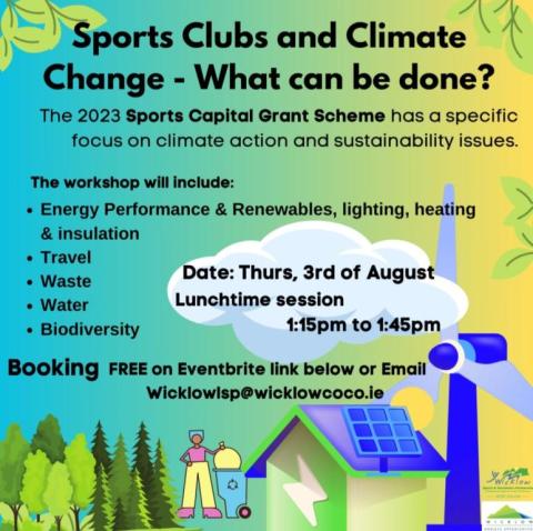 Poster entitled Sports Clubs and Climate Change - what can be done?