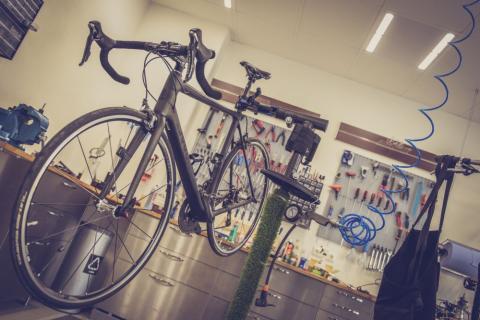 Photo of bicycle in workshop