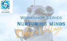 Photo of sculpture in Greystones and words: Workshop Series Nurturing Minds