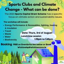 Poster entitled Sports Clubs and Climate Change - what can be done?