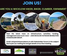 Poster saying join us! Round picture images of outdoor recreational spaces in County Wicklow and words inviting people to join the committee.